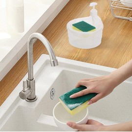 AADYA ALLEY Double Layer 2-in-1 Soap Dispenser with Sponge for Kitchen soap Dispenser Pump 500ml Soap Dispenser with Sponge Holder for Kitchen Sink, Hotels, and Restaurants
