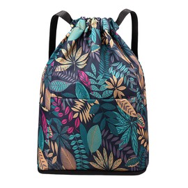 FAVORTALK String Bag Large Capacity Pe Bags Drawstring with Zippered Pocket Lightweight String Backpack for Soccer Basketball Sports School Water-Resistant Nylon String Backpack for Women Men,D39908