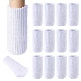 16 PCs Furniture Leg Socks - High Elastic Knitted Chair Leg Floor Protectors, White Thickening Chair Leg Covers Set, Move Easily and Reduce Noise