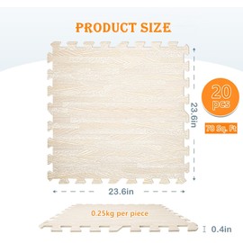 Nisorpa 78 Sq. Ft 2/5 Inch Thick Printed Foam Tiles,24" x 24" Wood Grain EVA Interlocking Foam Floor Mats Decorative Flooring for Home,Gym,Playroom,White