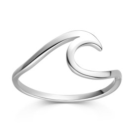 MATERIA by Matthias Wagner Women's Wave Ring 925 Silver Wave Ring for Women SR-140, Sterling Silver