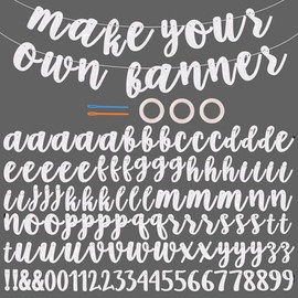BEISHIDA Glitter White 116 PCS A-Z DIY Letter Banner Kit Make Your Own Banner，Including 111 Letters and Numbers 3 Rope and 2 Threading Device,Customized for Birthday Graduation Wedding Party Decor