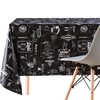 Dark Wipe Clean Pattern Tablecloth Coffee Shop Chalk Pattern -