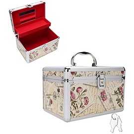 Makeup Storage Tool Box, Portable DustProof High Capacity Cosmetic Case with Trays, Cosmetologist Aesthetic Supplies for Home Traveling Trip