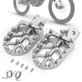 IUVWISN Wider Footpegs CNC for Surron LBX/E-Ride Pro SS/SR/S, Dirt Bike Foot Pegs Non-Slip Wider Design with Heavy-Duty Spring for Sur Ron Eride Pro SS 2.0/3.0 Silver