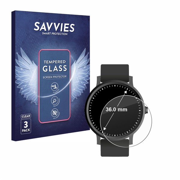 Savvies Tempered Glass Screen Protector for Circular Displays Diameter 36