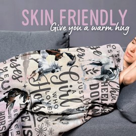 Horse Gifts for Girls/Women/Horse Lovers, Horse Blanket, Perfect for Birthday/Christmas, 50'' x 65'' Unique Horse Pattern Design Flannel Fleece Plush Blanket, Watercolor