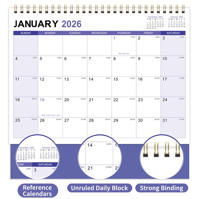 2026 Desk Calendar - Jan. 2026 - Dec. 2026, 12