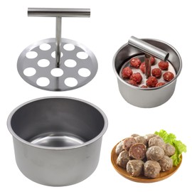 Stainless Steel Meatball Shaper, 12 Holes, Manual Chopping Ball Shaper, Portable Meatball Maker, Simple Non-Stick Meatball Machine for Meatballs, Shrimp Balls, Household and Outdoor Use
