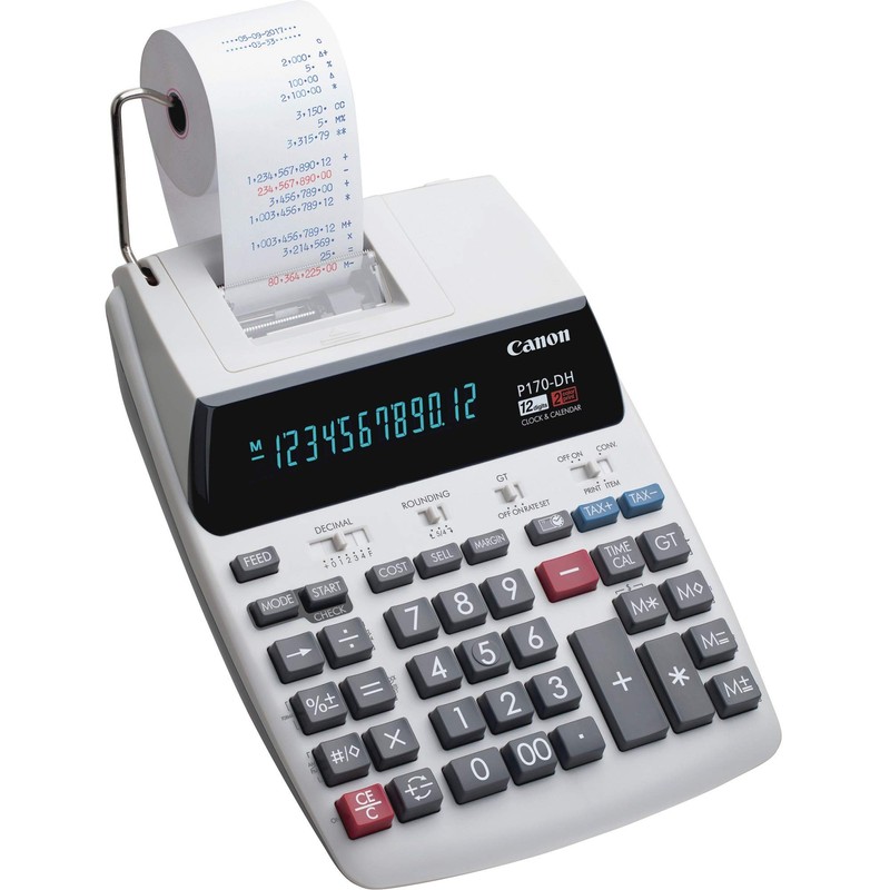 Canon P170DH3 Calculadora de impresión de escritorio de 12 dígitos,