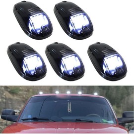 5 X Cab Marker Light, Compatible with 2003-2018 Dodge Ram 1500 2500 3500 4500 5500 Pickup Trucks Smoke Lens White 16 LED Housing Cab Roof Running Lights, Top Clearance Light Harness w/Wiring Pack