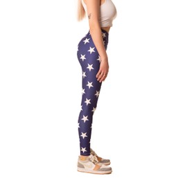 Cosplaya Womens Long Striped Leggings High Waisted 4th of July American Flag Stars Buttery Soft America USA 2024, S
