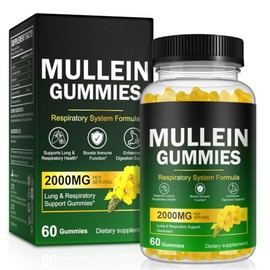 Mullein Gummies - Mullein Leaf Extract for Lungs, Mullein Leaf Gummies 2000mg - Lung and Respiratory System Support, Vegan & Non-GMO