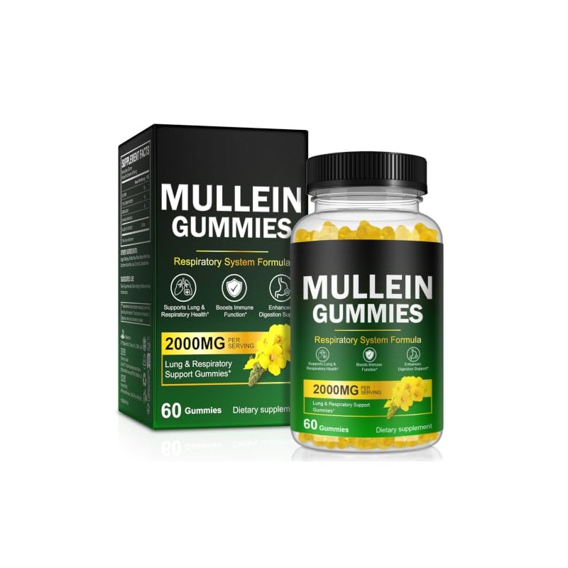 Mullein Gummies - Mullein Leaf Extract for Lungs, Mullein Leaf