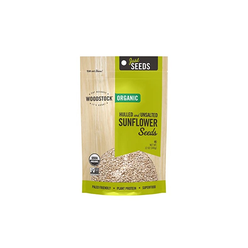 Woodstock Foods Organic Hulled And Unsalted Sunflower Seeds, 12 oz
