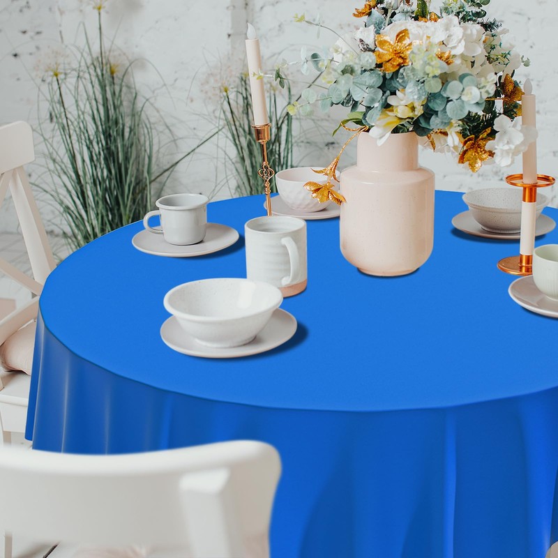 CXPSINC 2 Pack Premium Disposable Plastic Tablecloth 84" Round Table