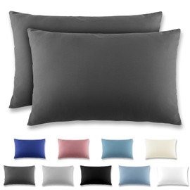 Redkey Cushion Cover 50 x 70 cm Set of 2 Pillowcases with Zip - Brushed Microfibre Cushion Cover for Cushions, Washable up to 40 °C Anthracite