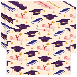 Lucleag 50 PCS Graduation Paper Place Mats, Class of 2025 Disposable Graduations Placemats Decorative Table Mats for Congrats Grad Dinner Table Decorations Party Supplies, 13.8 x 9.8 inch
