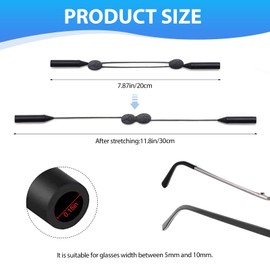 Wanheart 6 Pcs Sports Glasses Strap, Glasses Straps for Men, Sunglasses Holder Strap, Glasses Lanyard, Adjustable Non-Slip Band,Universal Glasses Straps for Men and Women - black