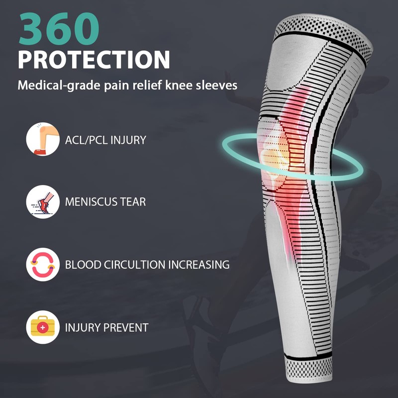 Ruilaibao 2 Pack Full Leg Compression Sleeves for Men And