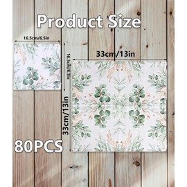 Frundoo Pack of 40 Napkins Eucalyptus Green Eucalyptus Decorative Napkins Eucalyptus Green Suitable for Weddings, Birthdays, Christenings, Confirmations Pattern 1