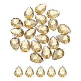 MECCANIXITY 20PCS Flat Back Acrylic Teardrop Gems 18x25mm Artificial Rhinestones for DIY Crafts Bead Wedding Party Face Painting Jewelry Making Light Brown