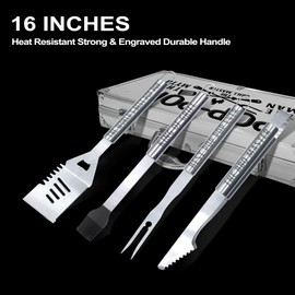 Pop Pop Gifts, Christmas Popop Gifts for Him Heavy Duty Grilling Accessories Kit for Backyard BBQ, Thick Stainless Steel Grill Utensils with Non-Slip Handle Tool for Man on Birthday Grandparens Day