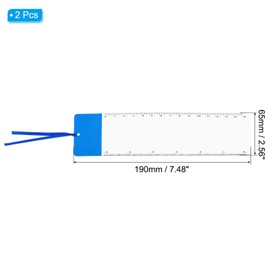 PATIKIL Bookmark Magnifying Glass with Ruler, Pack of 2, 3X Magnification Sheet, Page Magnifying Glass Lens for Low Vision, Reading Book, Magazine, Newspaper, Blue