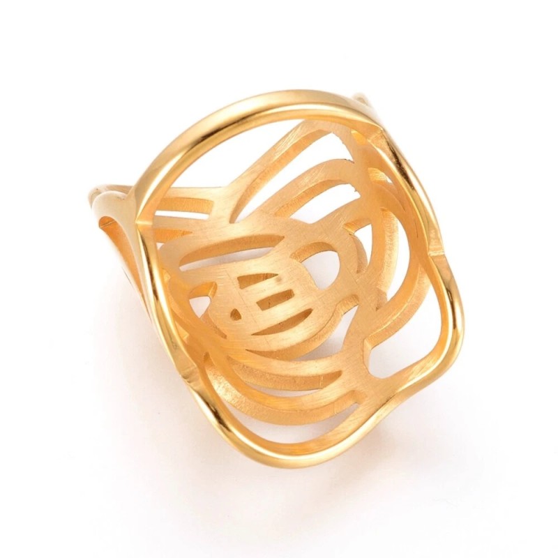 LZD 304 Stainless Steel Finger Rings Gold Size 7 17mm 