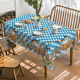 Horaldaily Oktoberfest Tablecloth 60×60 Inch Square, German Beer Festival Bavarian Flag Washable Table Cover for Party Picnic Dinner Decor