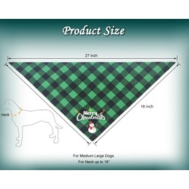 2PCS Christmas Dog Bandanas,Classic Plaid Triangle Dog Scarf Featuring Santa and Snowman Print,Holiday Dog Outfit for Boy and Girl,Winter Classic Red and Green Plaid Pet Scarf for Medium to Large Dogs