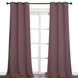 NICETOWN NICETOWN Patio Glass Door Blackout Curtains for Bedroom/Living Room, Dry Rose, 42 inches Wide x 95 inches Long, 1 Pair, Privacy Panel Drapes for Dining Room and Guest Room