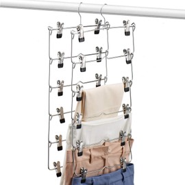 COMINGFIT Pantalones de Falda de 6 Niveles Pantalones Cortos Perchas con Clips Ajustables Ahorro de Espacio Perchas sin Deslizamiento Organizador de Faldas Paquete de 2