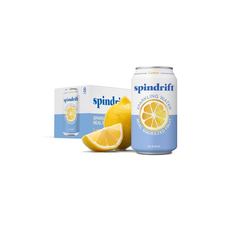 Spindrift , Agua Con Gas, Limón, 12 Oz, (Paquete De