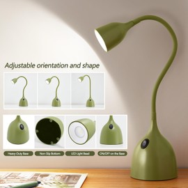 EJIAXIN Gooseneck Desk Lamp 360° LED Flexible Reading Light Small Desk Lamps for Small Spaces Home Office Bedroom College Dorm Desk Bookshelf Nightstand Table Lamp (Green)