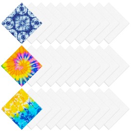White Bandana, 22 In x 22 In Cotton Bandanas Bulk, Blank Handkerchiefs for Tie Dye (30)