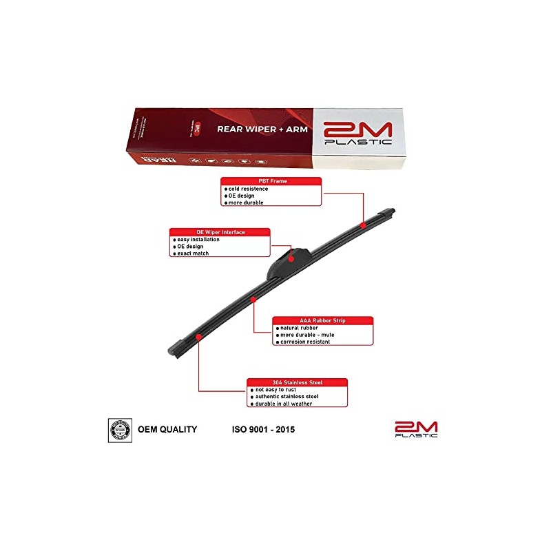 2M PLASTIC Rear Wiper Arm Blade Factory OEM Style Replacement