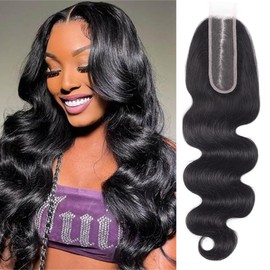 FEHOKA Brazilian 2x6 Human Hair Lace Closure HD Transparent 2x6 Body Wave Lace Closure Middle part Human Hair Kim K Closure With Baby Hair (16 inch, 2x6 Closure)