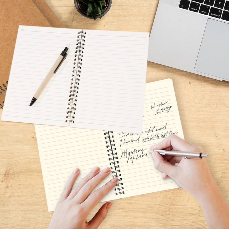 4 Pack A6 Spiral Notebooks Left & Right Flipping, Wirebound