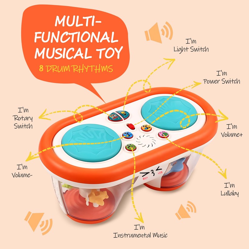ROHSCE Baby Toys for 6 to 12 Months, Drum Musical