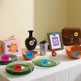 HUKXDGXY Removable Garage Sale Stickers, 2500 Yard Sale Price Stickers, 3/4 Inch Round Pre-Printed Garage Sale Price Sticker Labels for Flea Markets, Fairs and Retail