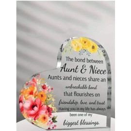 Unbranded Aunt & Niece Gifts 1pc Aunt Birthday Gift, Acrylic Heart Shape Keepsake