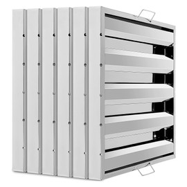 6 Pack Hood Filter Stainless Steel 4 Grooves Range Hood Filter for Grease Rated Commercial Kitchen Exhaust Hoods 19.5W x 19.5H Inch
