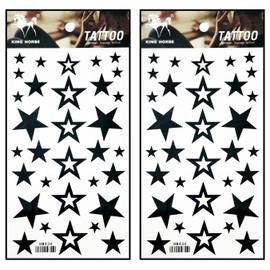 Tattoos 2 Sheets Black Stars Temporary Tattoos Stickers Fake Body Arm Chest Shoulder Tattoos for Teens Men Women