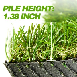 ZGR Premium Artificial Grass 3' x 4' Outdoor Rug, 1.38” Realistic Thick Turf for Garden, Yard, Fake Lawn, Dogs Synthetic Grass Mat, Non-Toxic, Rubber Backed with Drainage Holes, Customized Sizes