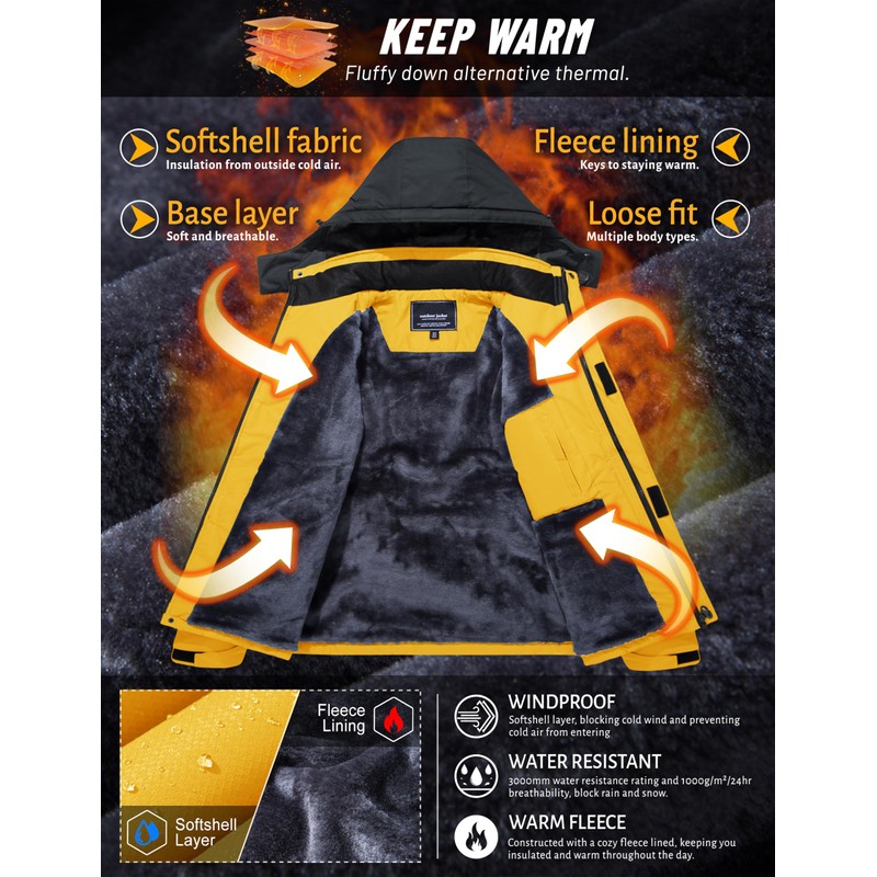 TACVASEN Winter Parka - Men's Snowboard & Skiing Jacket -