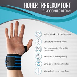 KINETIC EVOLUTION [1 Pair of Sports Wrist Wraps for Men and Women, Wrist Support, Wrist Guards, Protects the Joint, Bodybuilding, Fitness (Light Blue Camouflage)
