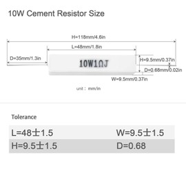 QeeaHuuo 2 PCS Cement Resistor, 1 Ohm 10 Watt Resistor,1KV 5% Tolerance Axial Leaded Wire Wound Fixed Ceramic Resistor
