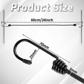 10PCS Bungee Cords with Hooks - 24inch Elastic Cord Heavy Duty Bungee Cords Tarp Straps Strong Elastic Straps Camping Rope for Outdoor, Tent, Rack, Luggage Trailer, Bike,Storage, Black