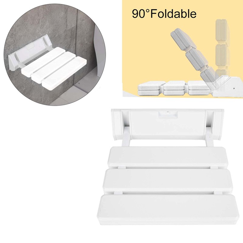 lyrlody Folding Shower Seat Wall Mounted, Foldable Shower Bench, Space-Saving